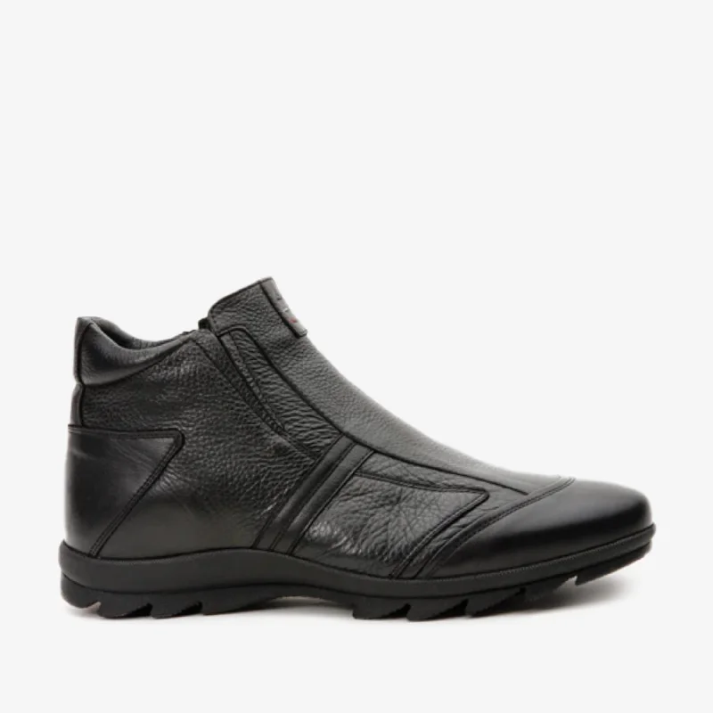 Comfortable And Casual The Montreal Black Leather Casual Zip-Up Ankle Men Boot