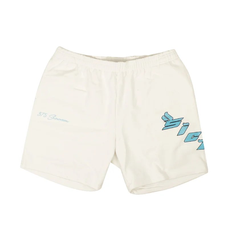 Double-sided Wear SICKO X 375 White & Light Blue Logo Shorts