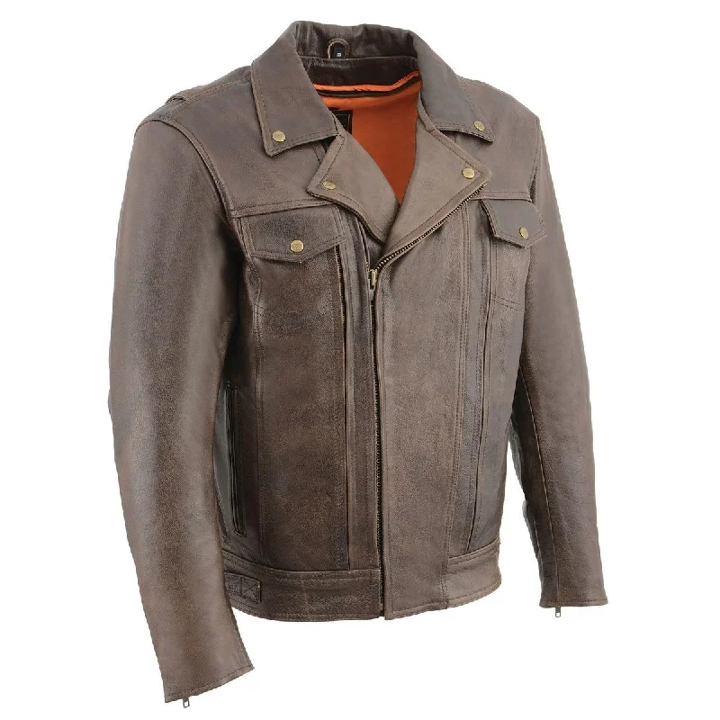 Feminine Charm Milwaukee Leather MLM1522 Men's ‘Vented’ Retro Brown Leather Motorcycle Jacket