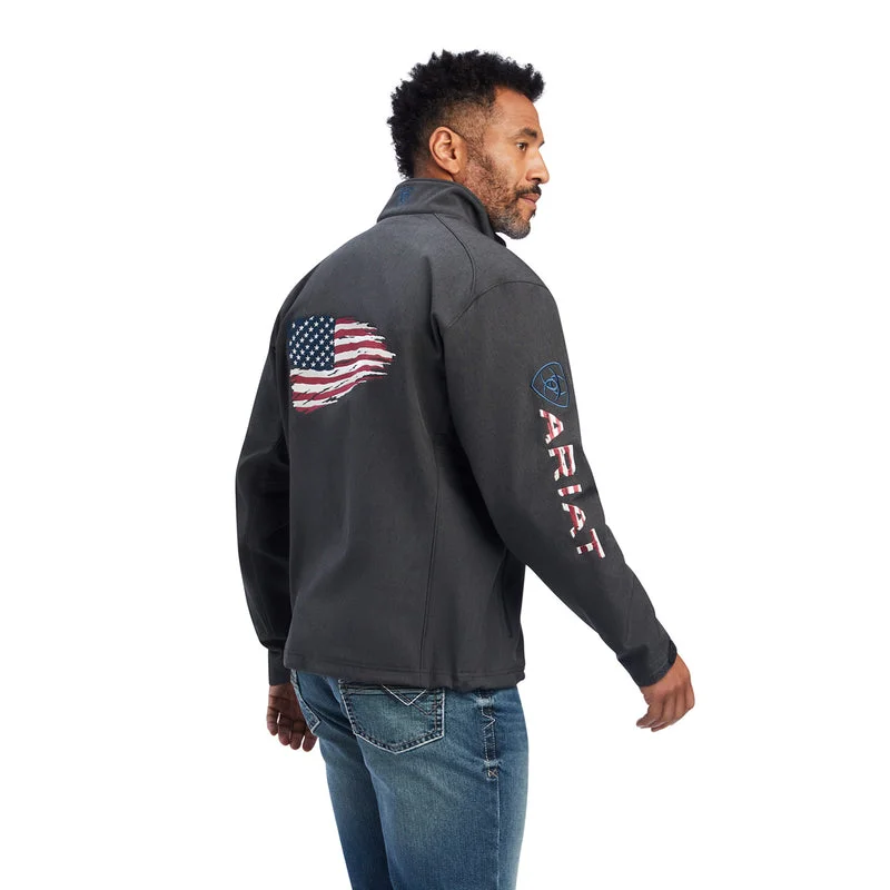 Classic Retro 'Ariat' Men's Logo 2.0 Patriot Softshell Concealed Carry Jacket - Charcoal