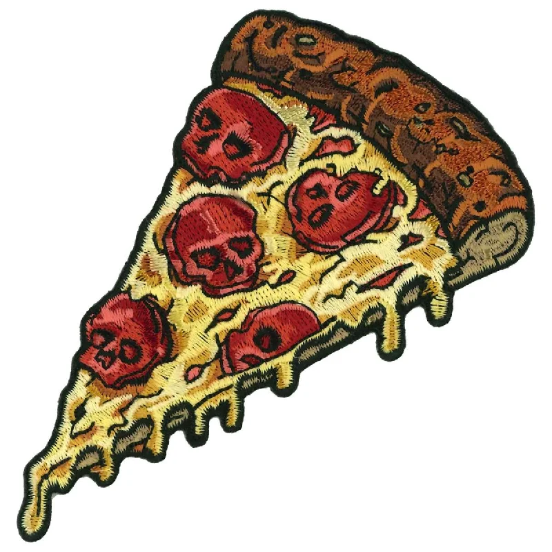 Effortless Looks Hot Leathers Pepperoni Skull Pizza Slice 4" Patch PPQ1974