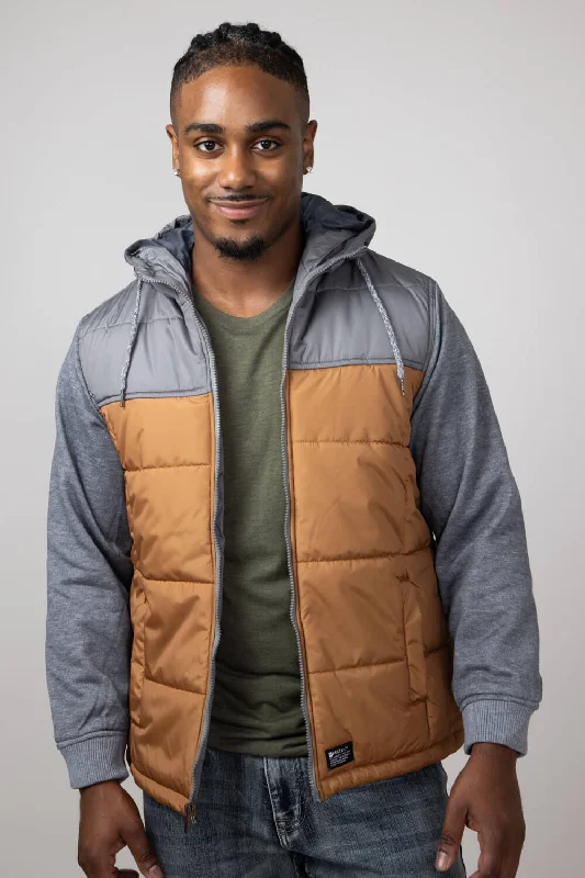 Warm Layers Hooded Vest Jacket for Men in Pumpkin Spice | MTJ04846F3-PUMPKINSPICE