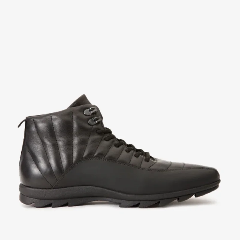 Relaxed Dresses The Merter Black Leather Casual Lace-Up Men Boot