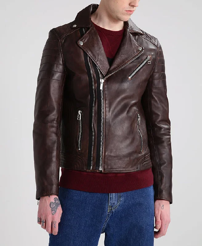 Comfy Dress Men Real Lambskin Motorcycle Leather Biker Jacket KM298