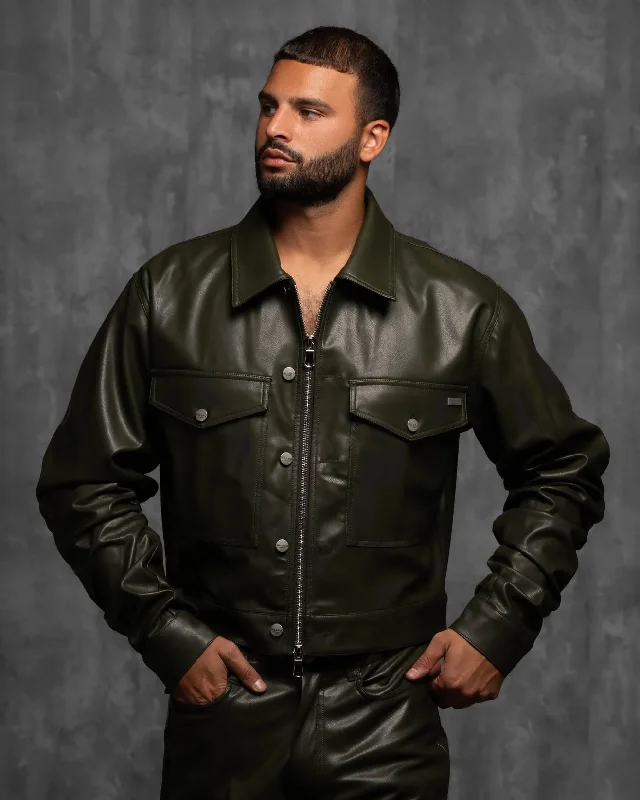 Comfortable Chic Vegan Leather Alexander Ruched Jacket