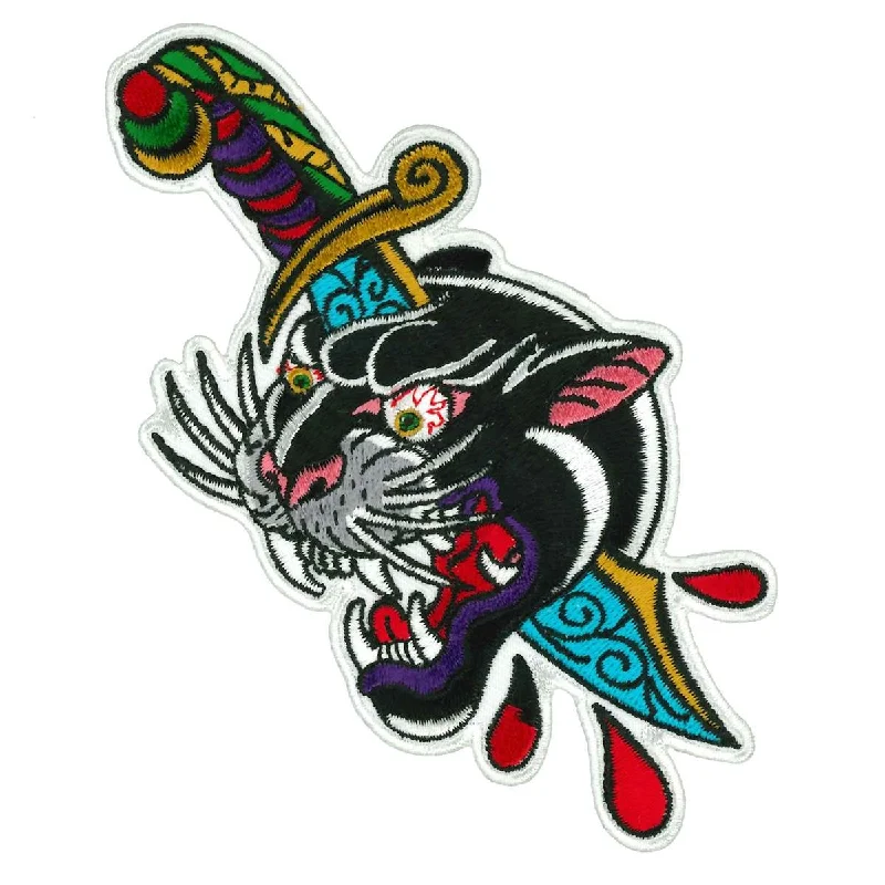 Trendy Looks Hot Leathers 8" Panther Knife Tattoo Patch PPQ2178