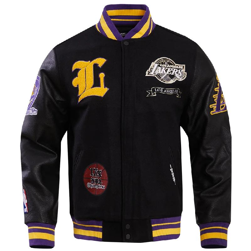 High Street Design NBA LOS ANGELES LAKERS PRO PREP WOOL VARSITY JACKET (BLACK/PURPLE)