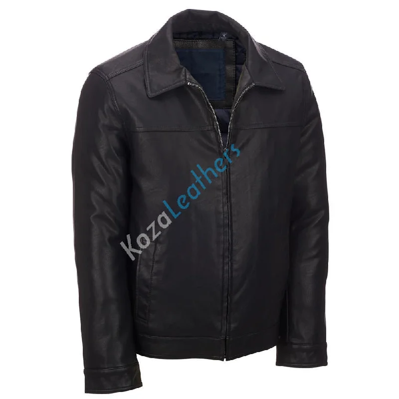 British Style Men Real Lambskin Motorcycle Leather Biker Jacket KM205