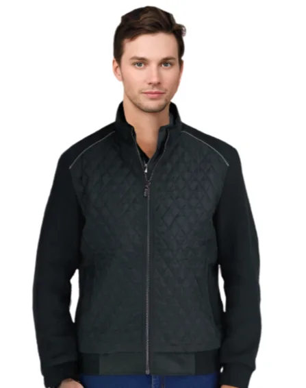 Comfy Pants Quilted Front Zip Short Jacket by Enzo - Black