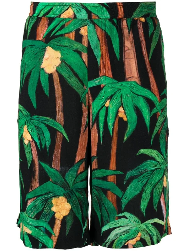 Celebrity Style Palm Tree-Print Bermuda Shorts