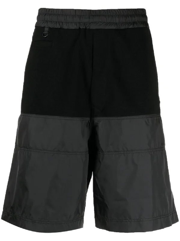 Classic Color Panelled-Design Elasticated-Waistband Track Shorts