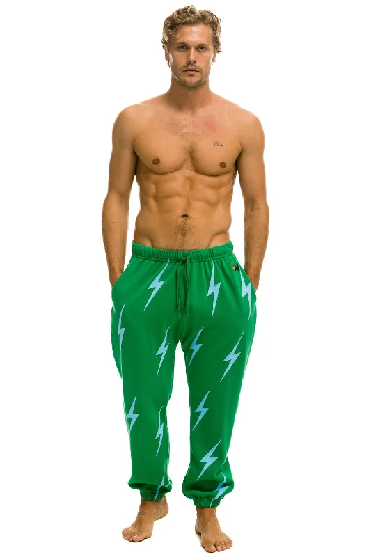 Nightclub Style BOLT STITCH REPEAT SWEATPANTS - KELLY GREEN // BLUE