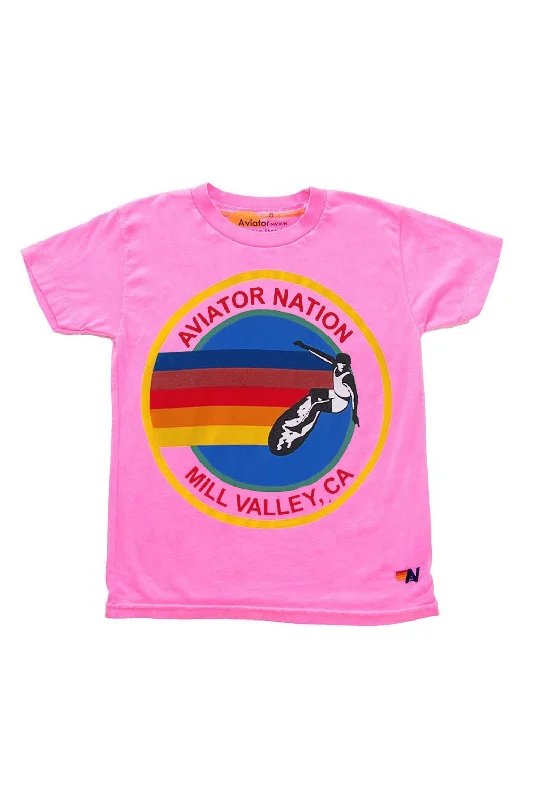 Exquisite Embroidery KID'S AVIATOR NATION MILL VALLEY TEE - NEON PINK