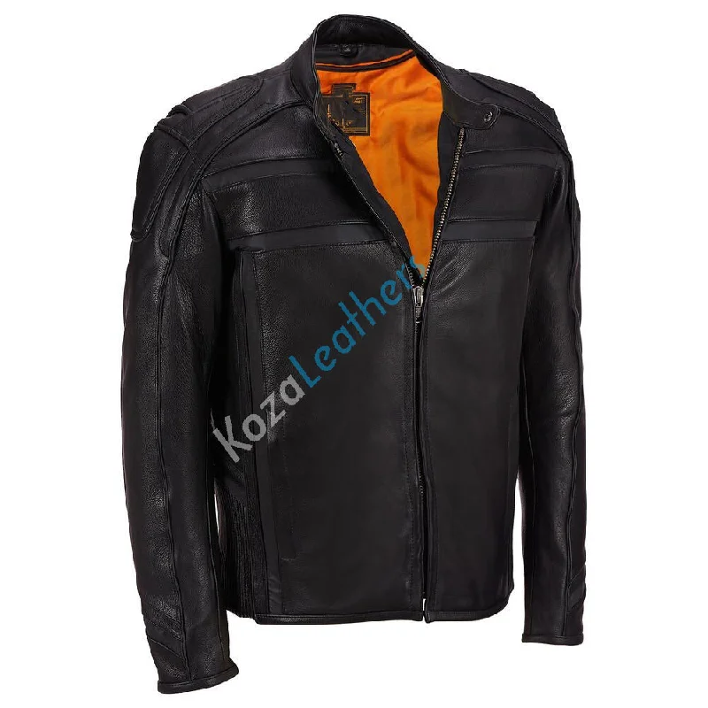 Fashion Classic Men Real Lambskin Motorcycle Leather Biker Jacket KM172