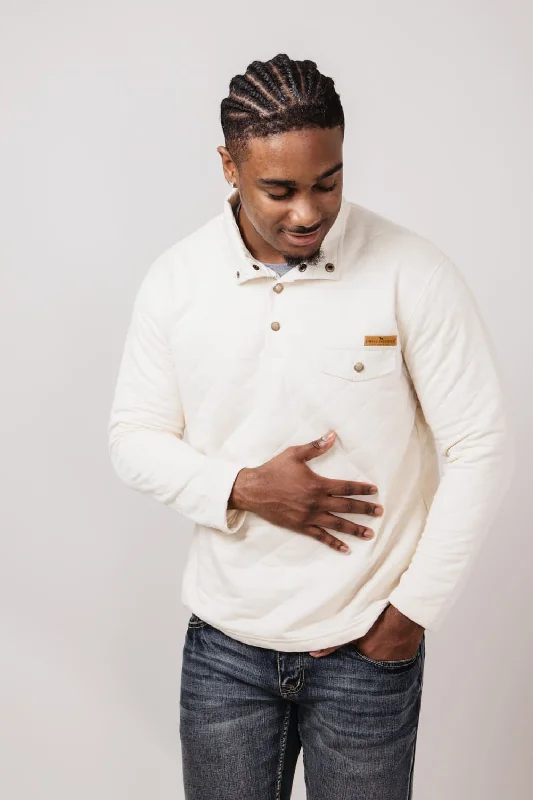 Warm Chic Outfits Simply Southern Quilted Pullover for Men in Beige | PP-0224-MN-PULL-QLTD-BEIGE