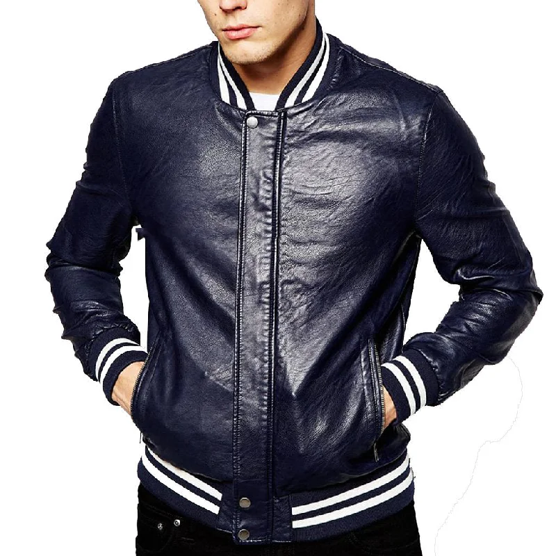 Trendy Wear Men Real Lambskin Motorcycle Leather Biker Jacket KM316