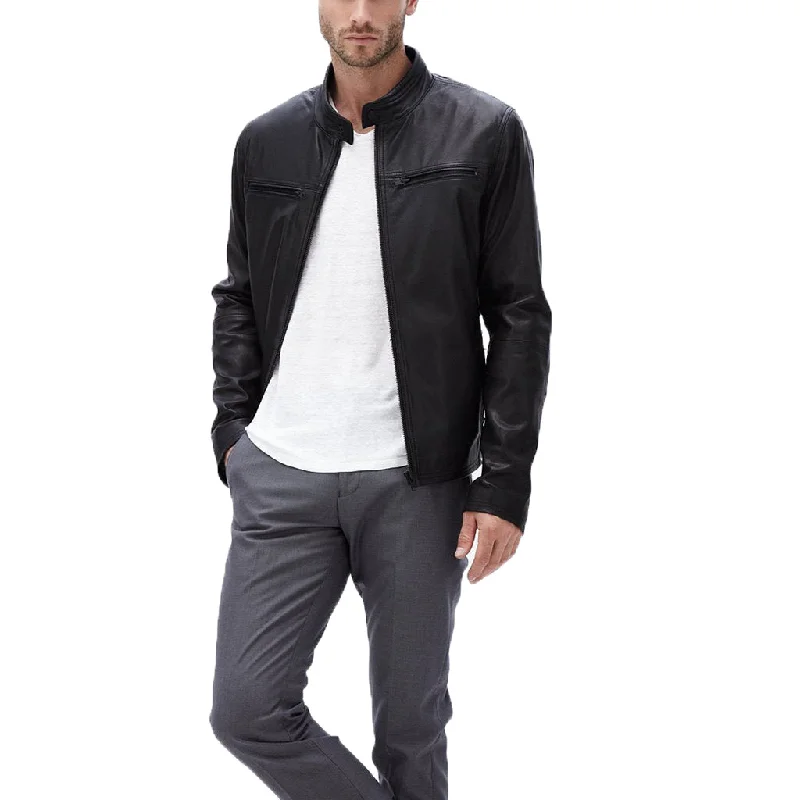 Weekend Style Men Real Lambskin Motorcycle Leather Biker Jacket KM339