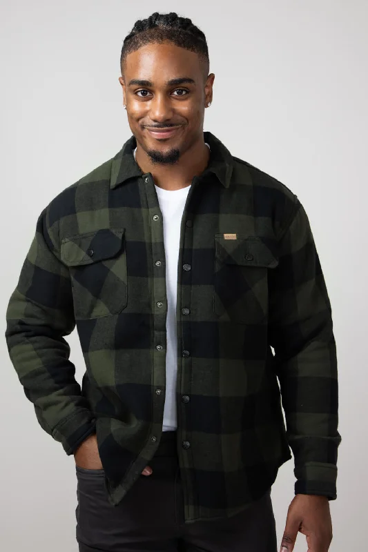 Relaxed Fashion Sherpa Lined Flannel Shacket for Men in Rosin | MTJ04909F4-ROSIN