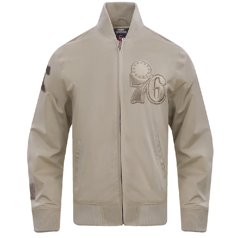 Exquisite Tailoring NBA PHILADELPHIA 76ERS NEUTRAL TWILL JACKET (TAUPE)
