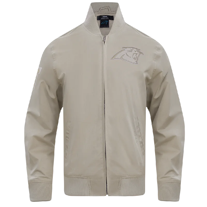Fashionable And Fashionable NFL CAROLINA PANTHERS NEUTRAL MEN'S TWILL JACKET (TAUPE)