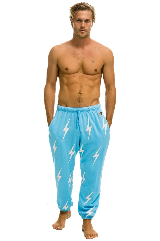 Floral Prints BOLT STITCH REPEAT SWEATPANTS - SKY // WHITE