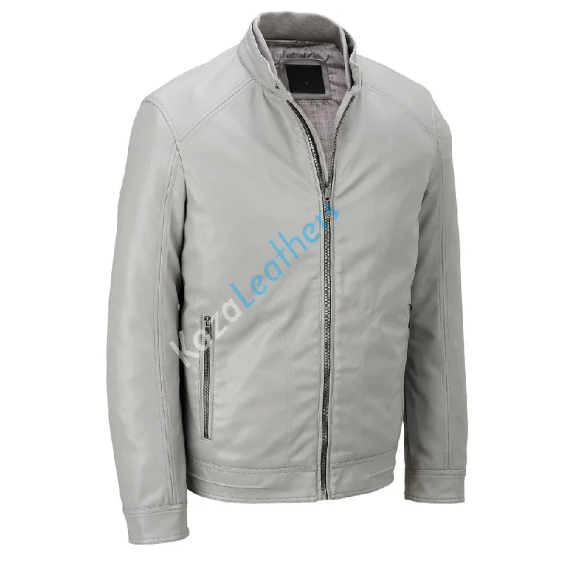 High Street Style Men Real Lambskin Motorcycle Leather Biker Jacket KM204