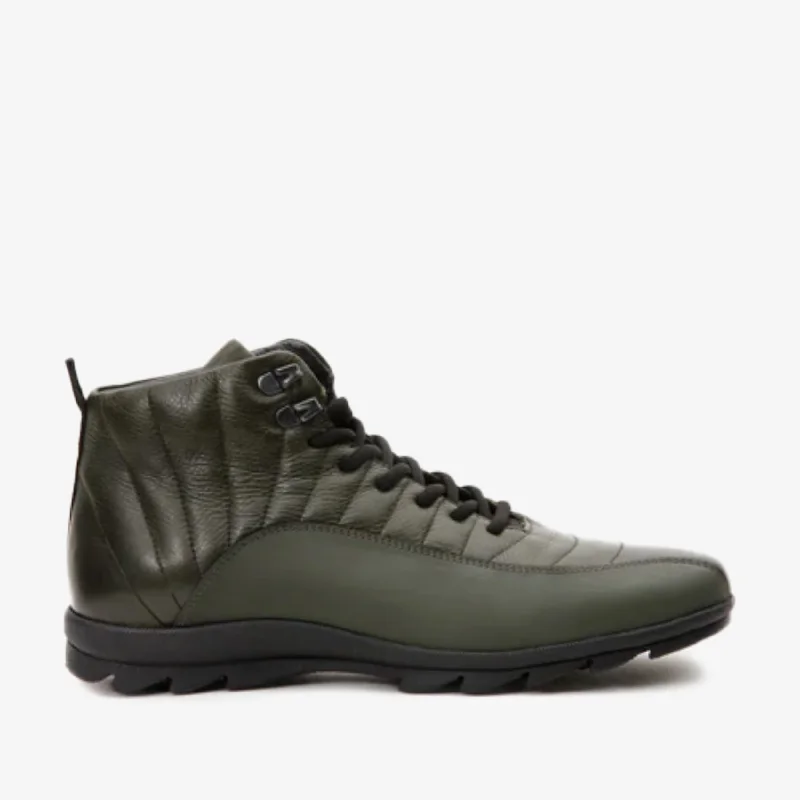 Comfortable Design The Merter Green Leather Casual Lace-Up Men Boot