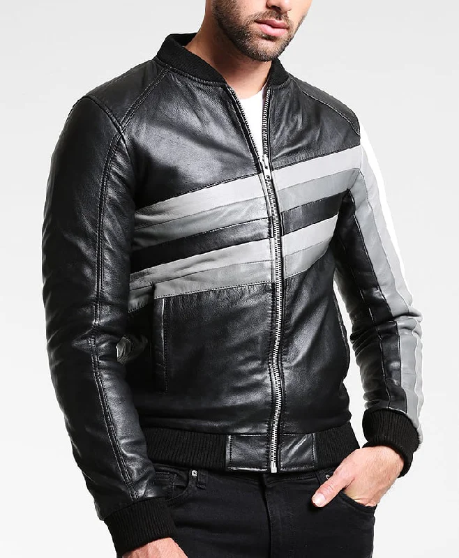 Chic Outfits Men Real Lambskin Motorcycle Leather Biker Jacket KM294