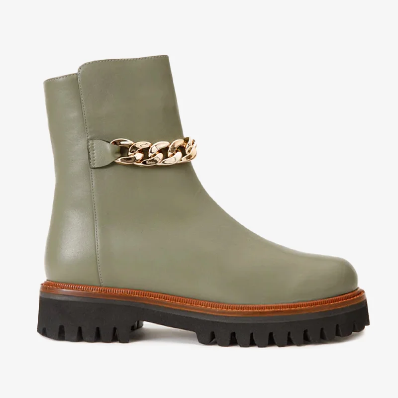Versatile Wear The Nassau Green Leather Ankle Women  Boot