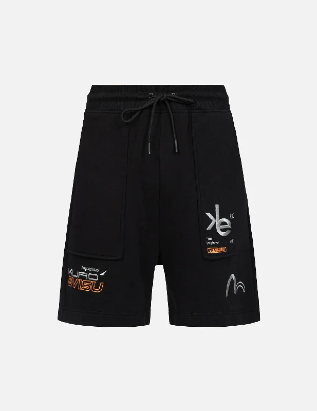 Ethnic Style Logo Embroidery Sweat Shorts