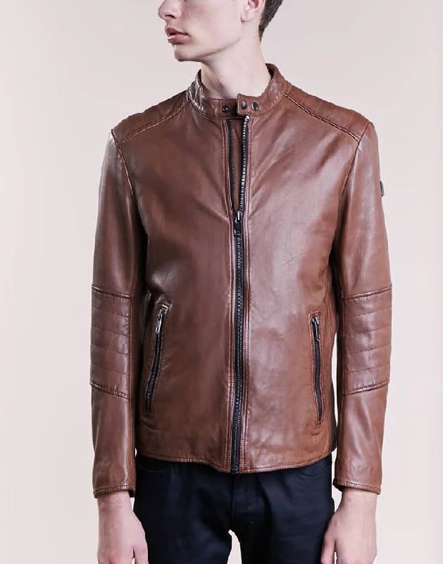 All-Day Style Men Real Lambskin Motorcycle Leather Biker Jacket KM271