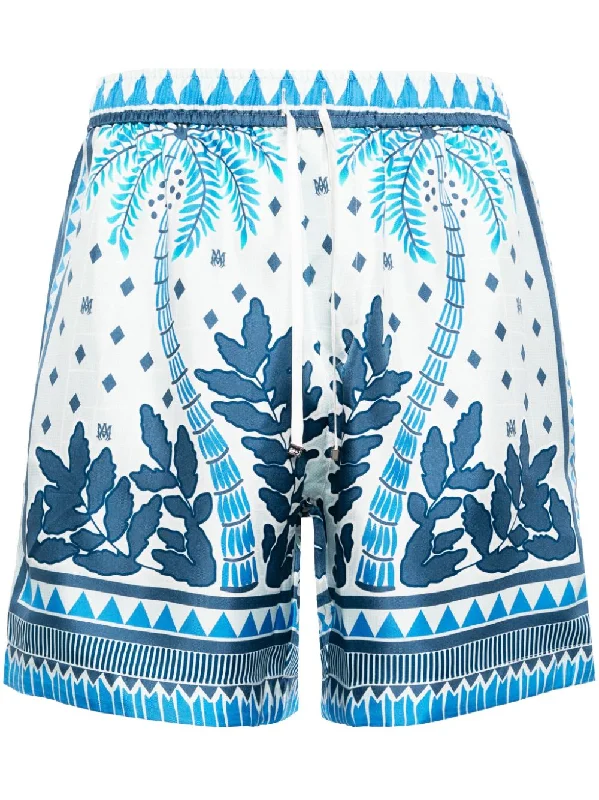 Layered Comfort Graphic-Print Silk Shorts