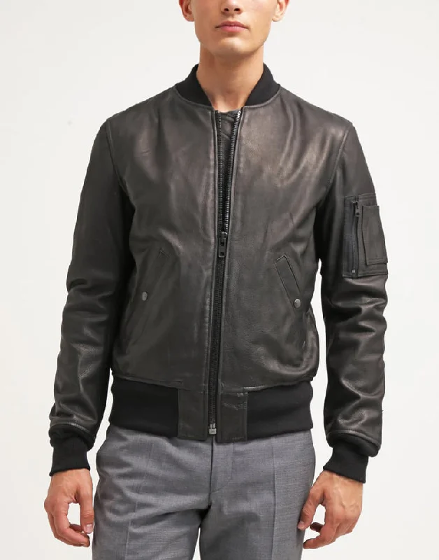 Comfortable Lifestyle Men Real Lambskin Motorcycle Leather Biker Jacket KM266