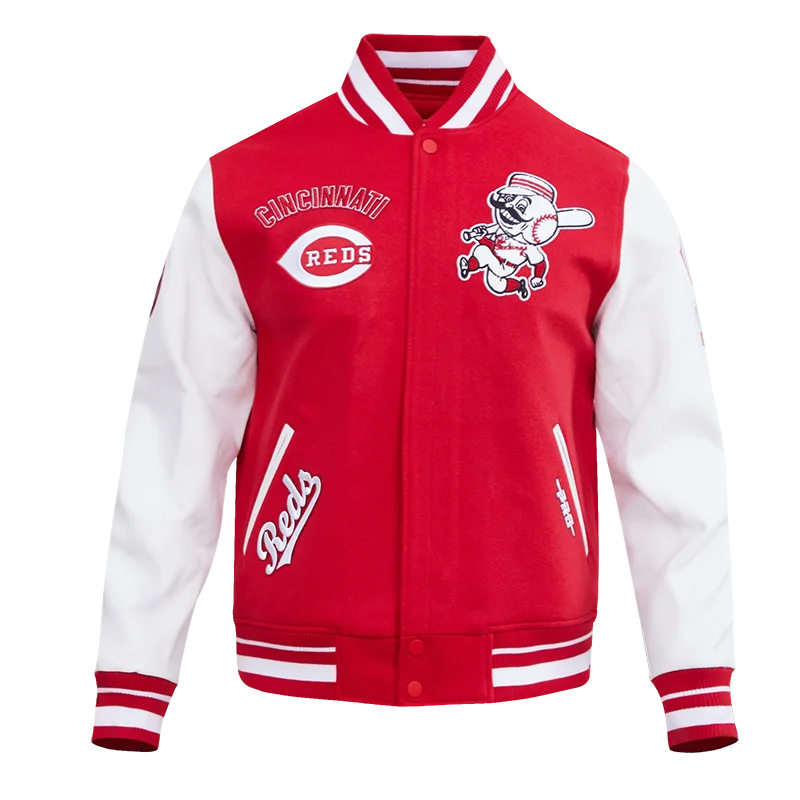 Denim Design MLB CINCINNATI REDS RETRO CLASSIC MEN'S RIB WOOL VARSITY JACKET (RED / WHITE)