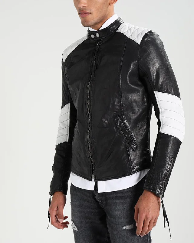 Nightclub Style Men Real Lambskin Motorcycle Leather Biker Jacket KM252