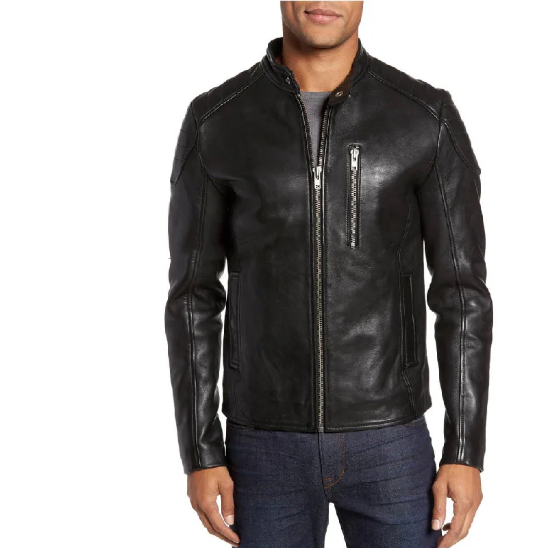 Modern Comfort Men Real Lambskin Motorcycle Leather Biker Jacket KM341