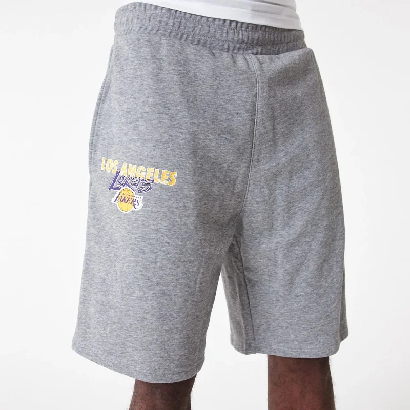 Cozy Essentials LA Lakers Team Script Grey Shorts