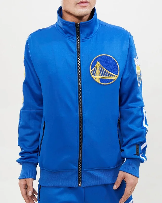 Modern Chic NBA GOLDEN STATE WARRIORS CLASSIC MEN'S TRACK JACKET (ROYAL BLUE)