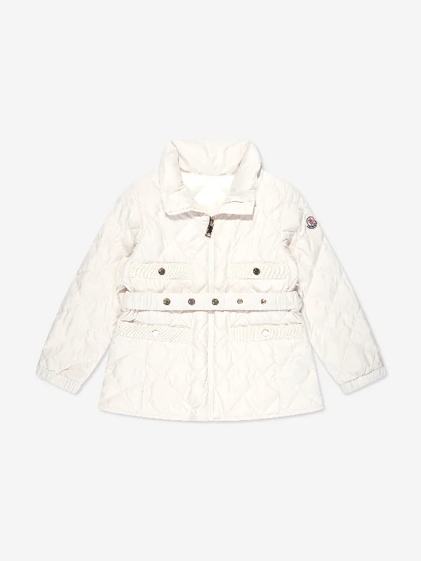 Slim Fit Moncler Enfant Girls Down Padded Philanta Jacket in White