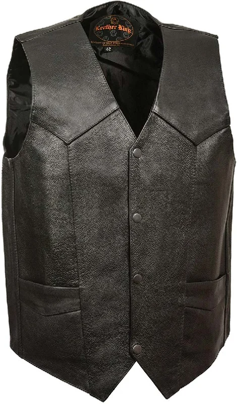 Soft Feel M-Boss Motorcycle Apparel BOS13514T Men’s Black Classic Western Style Conceal/Carry Biker Leather Vest in TALL SIZES