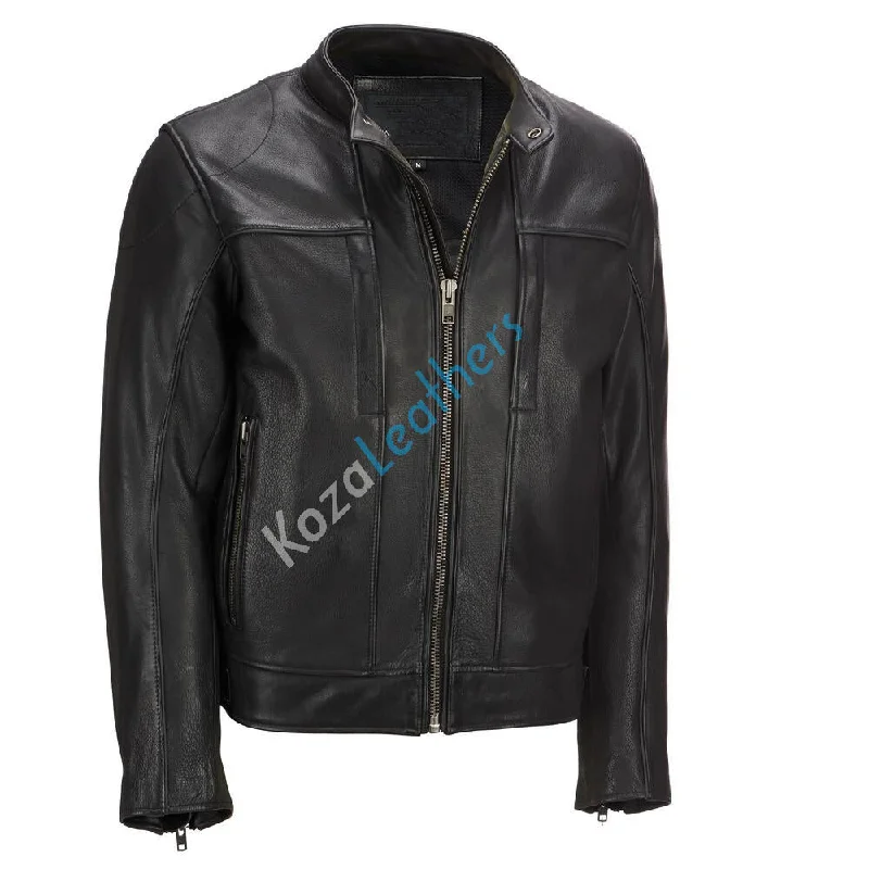 Luxury Style Men Real Lambskin Motorcycle Leather Biker Jacket KM195