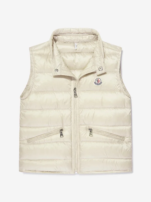 Comfortable Tops Moncler Enfant Boys Down Padded Gui Gilet in Beige