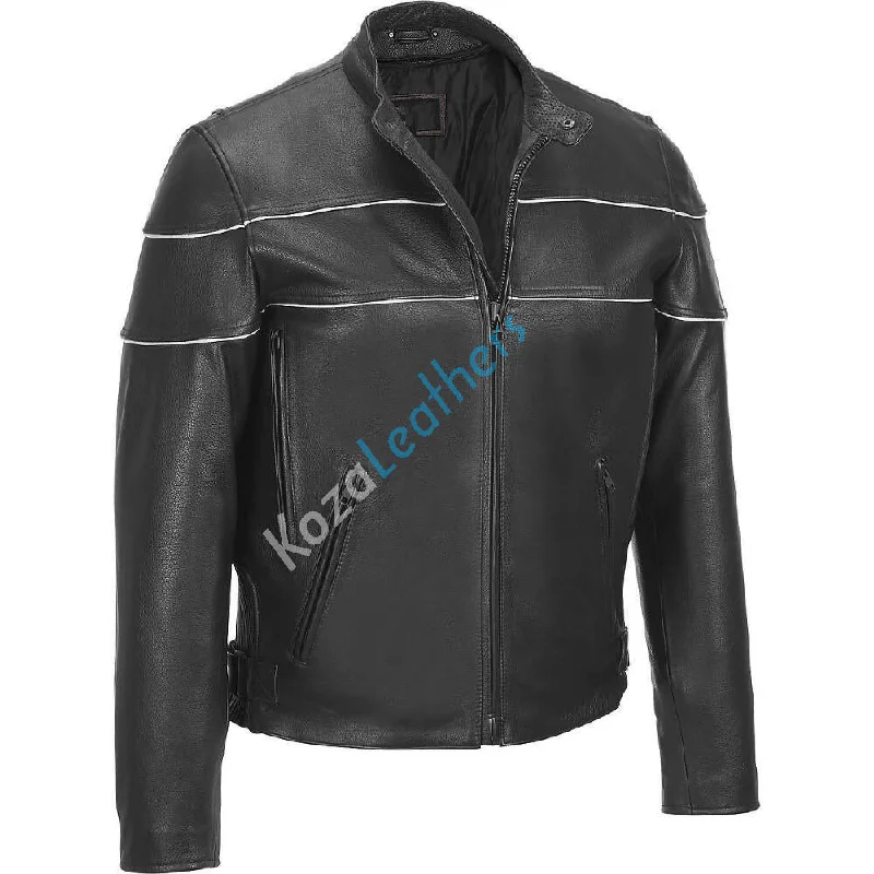 Practical Style Men Real Lambskin Motorcycle Leather Biker Jacket KM179