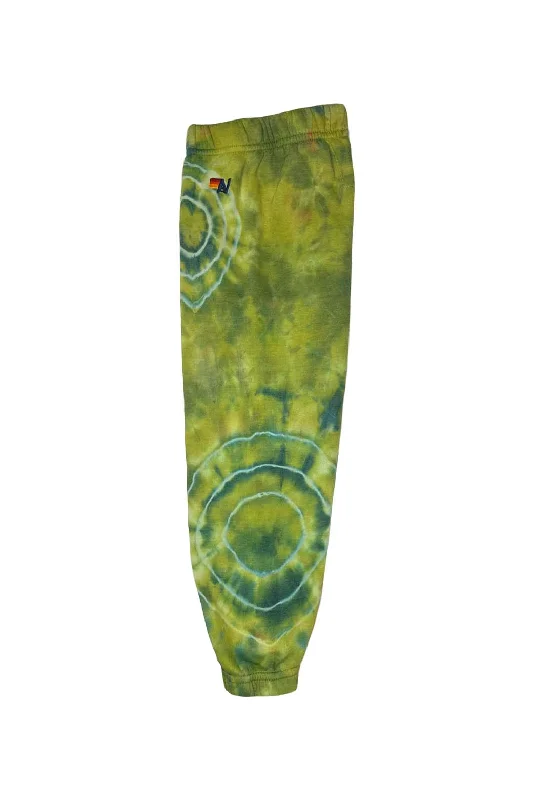 Noble Temperament KID'S HAND DYED SWEATPANTS - TIE DYE GREEN YELLOW