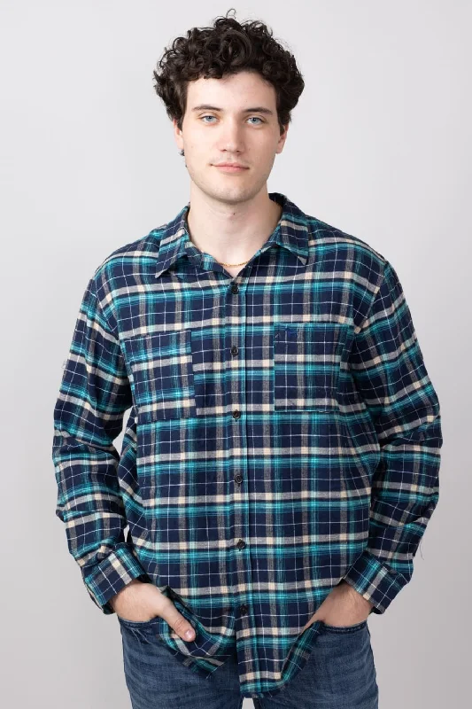 Bright Colors Simply Southern Plaid Button Up Shacket for Men in Teal Plaid | PP-0224-MN-SHKT-TEALPLD