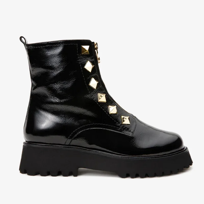 Personalized Wear The Ottawa Black Patent Leather Ankle Women Boot