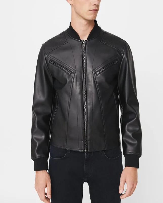 Modern Chic Men Real Lambskin Motorcycle Leather Biker Jacket KM308