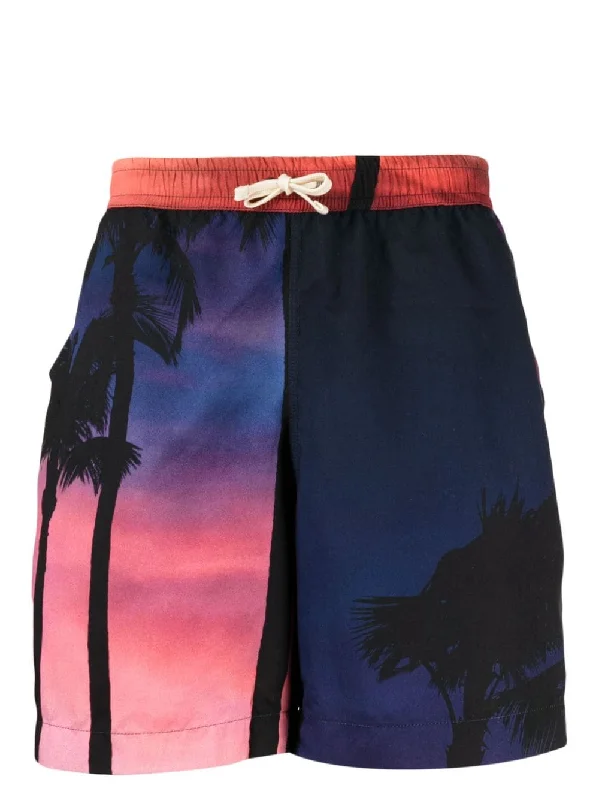 Feminine Charm Palm-Tree Print Shorts