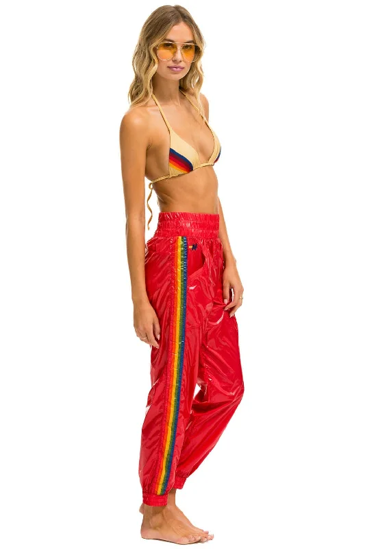 Casual Chic Wear 5 STRIPE HI RISE WIND PANT - CHERRY