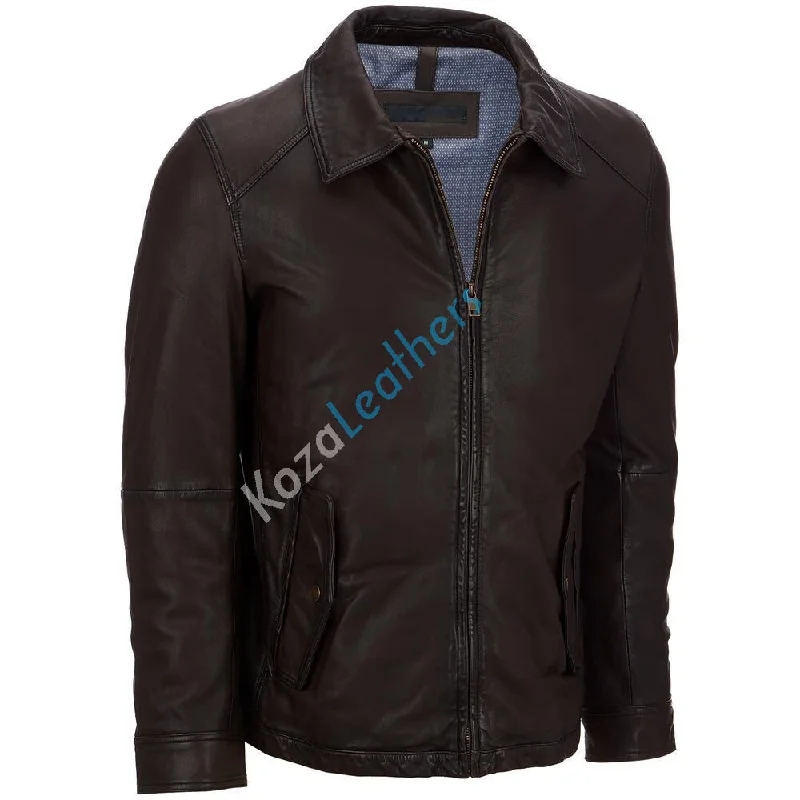 Exquisite Design Men Real Lambskin Motorcycle Leather Biker Jacket KM178